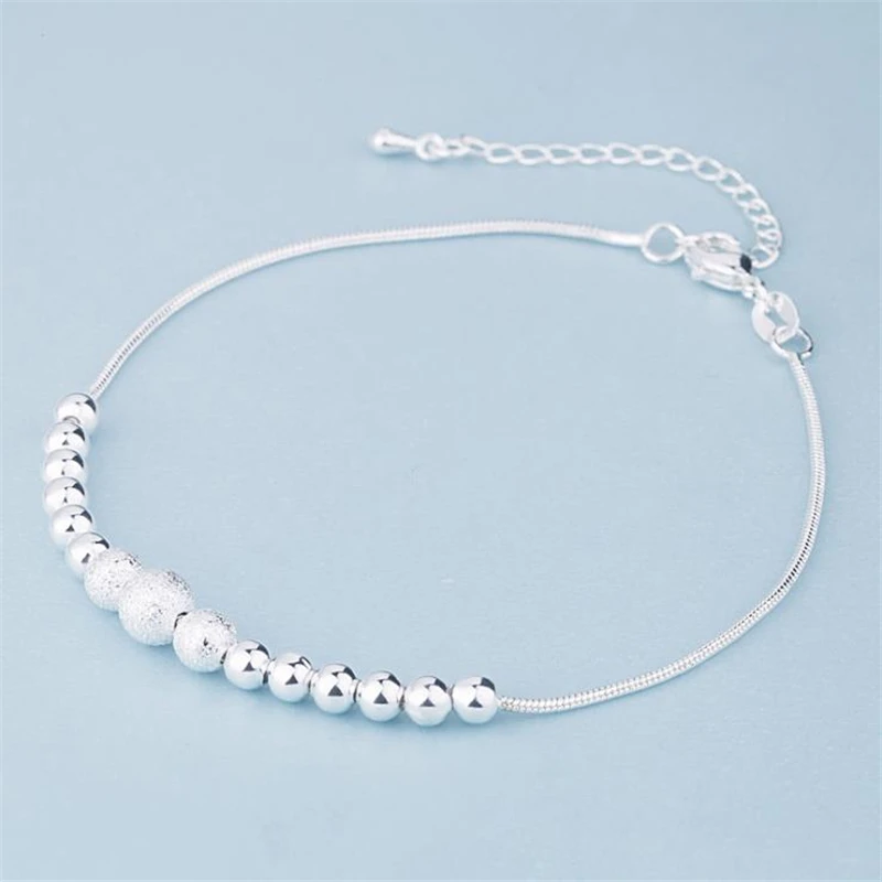 KOFSAC модные 925 пробы серебряные браслеты для женщин пляжные ювелирные изделия женские матовые бусины браслеты для девочек летние подарки