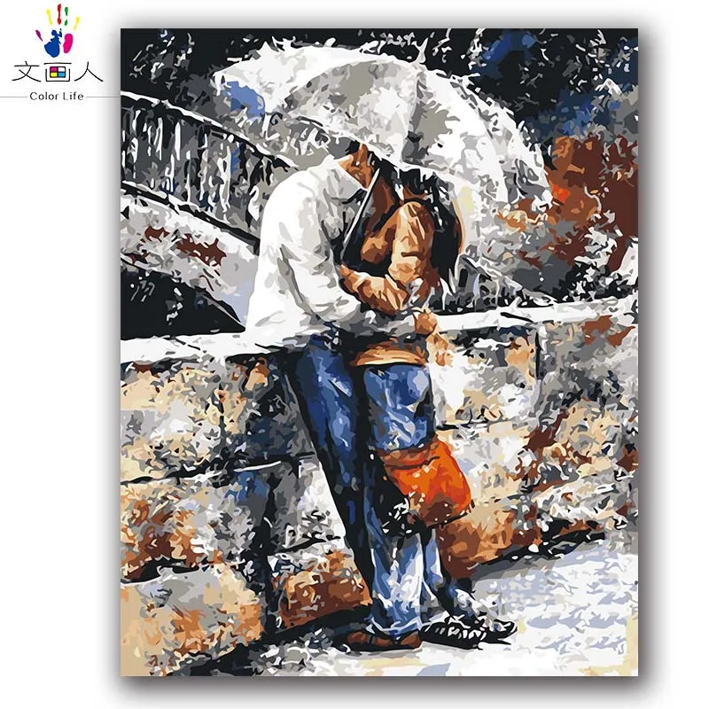 

abstract figure kissing Romantic lovers picture painting by numbers with kits on canvas paint for living room decor with a frame