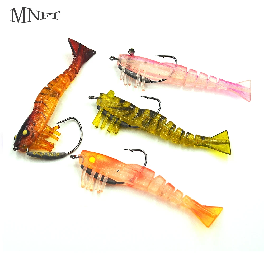 

MNFT 4 Colors Fishing Lures Artificial Shrimp 9cm/10g Soft Bionic Bait Built-in Crank Hook Shrimp Soft Lure