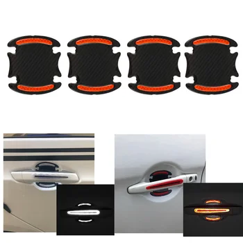 

Car Sticker Door Wrist Handle Stickers Safety Warning Reflective Anti-scratch Strip Light Reflector Sticker Car Styling