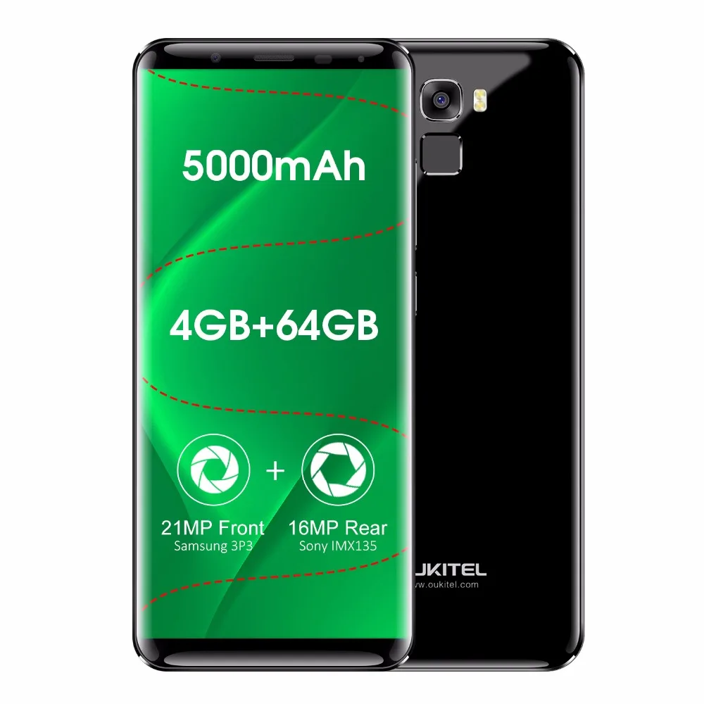 Oukitel K5000 5000 mAh 5,7 "HD 18:9 Дисплей 4 Гб Оперативная память 64 Гб Встроенная память MTK6750T восьмиядерный смартфон Быстрая зарядка 4G отпечатков