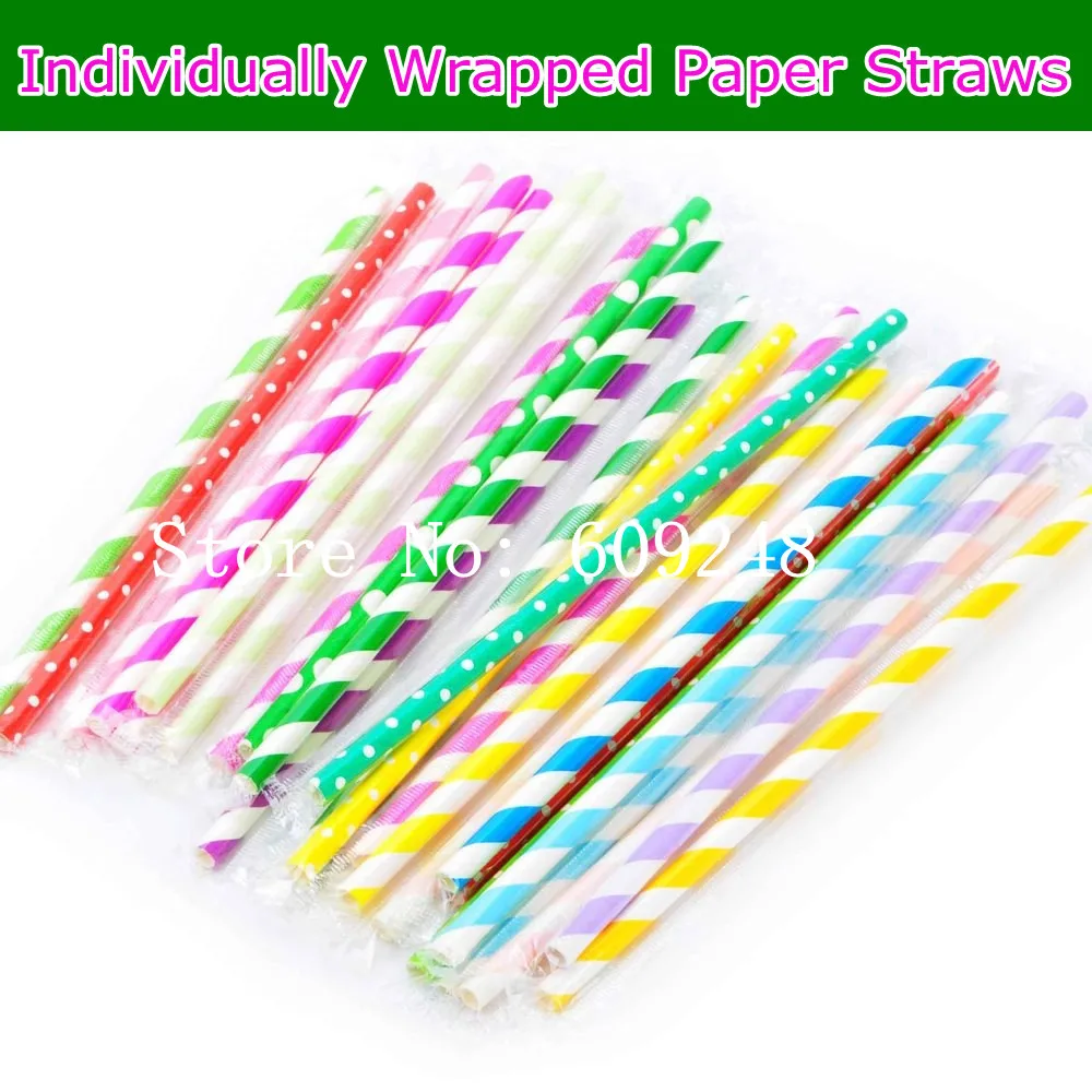 

1000pcs Mixed Colors Individually Wrapped Paper Straws Bulk,Vintage Holiday Christmas Wedding Baby Bridal Shower Birthday Party