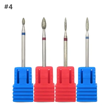 

HYTOOS 4Pcs Diamond Nail Drill Bit Set 3/32" Cuticle Burr Bits For Manicure Drill Accessories Milling Cutters Nail Mills Tool D4