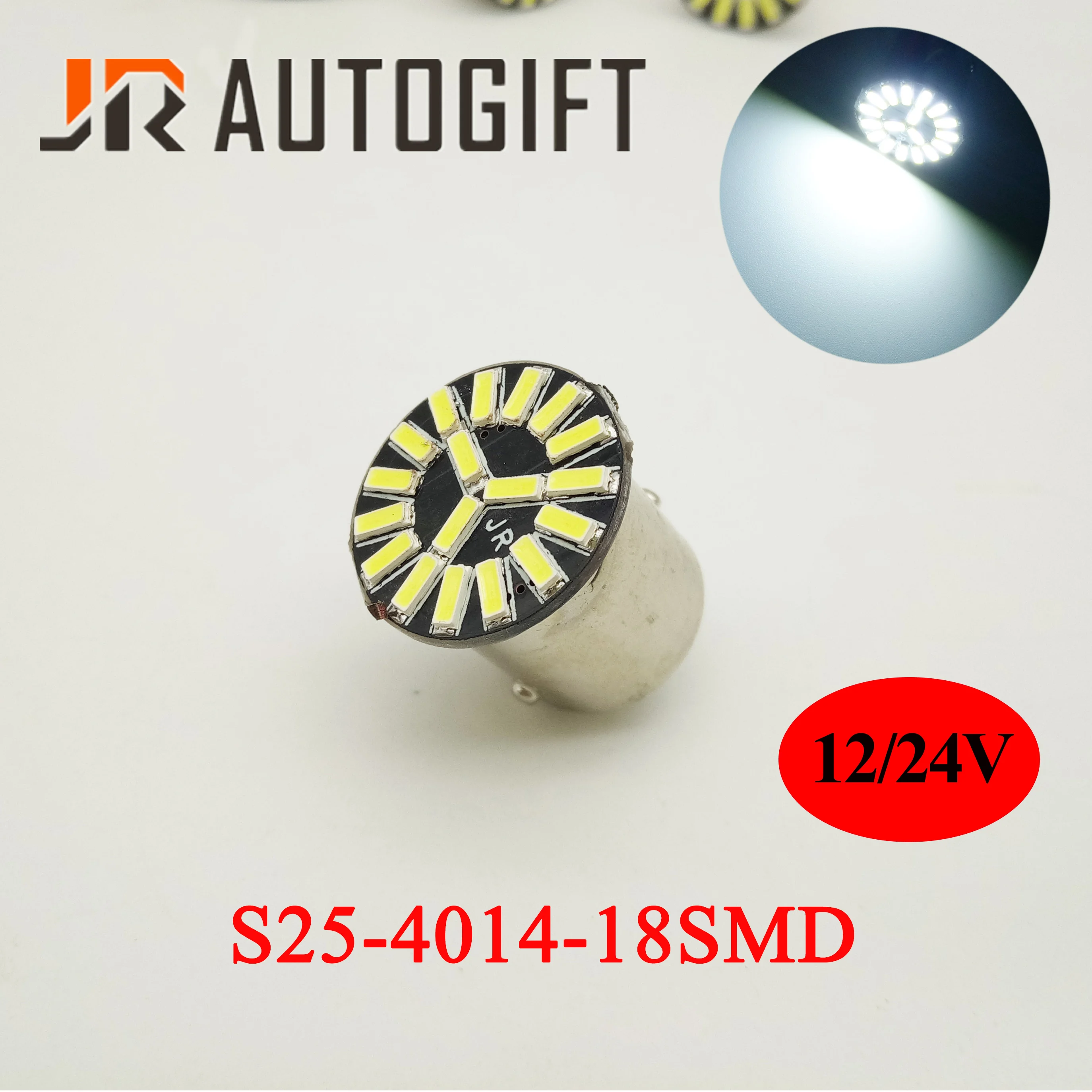 

10Pcs P21W led Bulb 1156 1157 Car LED Turn Signal White 24V 12V BA15S BAY15D S25 18 led 4014 Chips Brake Lights Reverse Lamp DRL