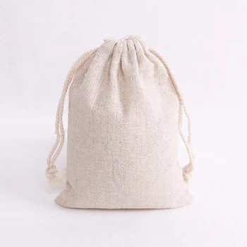 

Small Jewelry Storage Pouches 100pcs/lot 7*9cm Natural Cotton Fabric Drawstring Bags For Christmas Wedding Jewelry Packaging Bag
