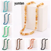 Yumten Topaz Necklace Natural Stone Chain Beads Choker Fashion Women Gift Jewelry Vinage Gemstone Damskie Reiki Men Accessories yumten topaz necklace women natural stone leaf pendant men choker flower charms jewelry yoga anime vintage kolye choker korea