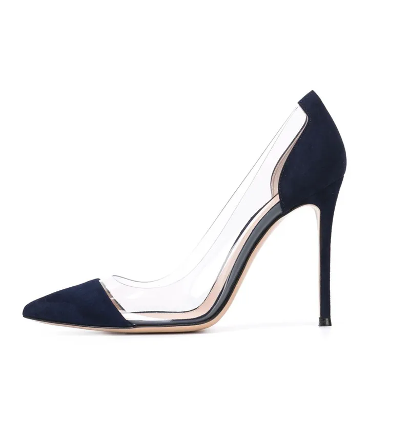 

2019 Women Transparent Pump PVC 8.5/10/12CM Stiletto High Heels Wedding Shoes Pointed Toe Classic Pumps Plus Size 35-46