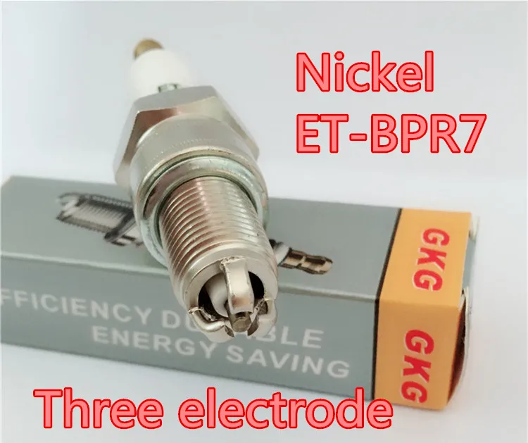 

HOT GKG Nickel Three Electrode Spark Plug ET-BPR7 4pcs FOR BPR6EY BPR6EZ BUR6ET BUR6EB11 F7TJC W20EPB W20TT W20EPBR-S