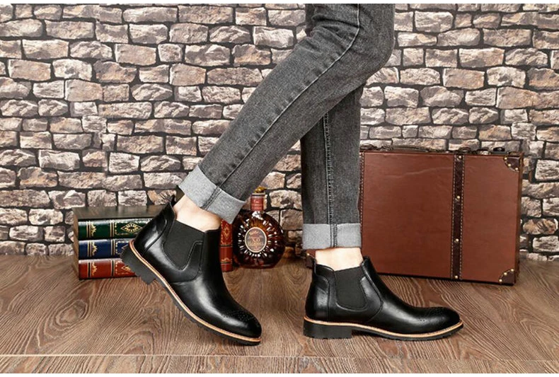 Men's Boots' Casual Round Toe Ankle Chelsea Boots Men Leather Men Winter Shoes hot 2018 Winter Shoes Mens Warmful Snow Boot Mens (10)
