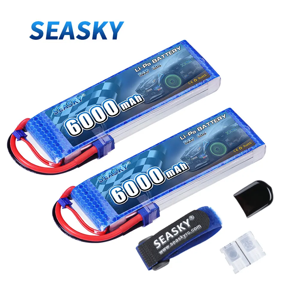 

2 Pcs SEASKY RC 2S lipo battery 7.4v 6000mAh 60C for rc helicopter car boat quadrotor li-polymer batter