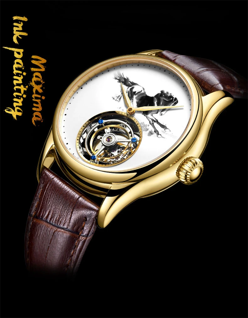 Tourbillon механические часы мужские Лидирующий бренд часы сапфировые зеркальные оригинальные ручные обмотки полый ход мужские т чернила лошадь часы Saat