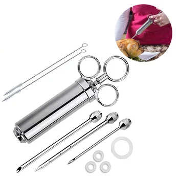 

Stainless Steel Marinade Syringes Needle For BBQ Grill Flavor Turkey Flavor Injector Kithen Cooking Sauce Marinade Accessories