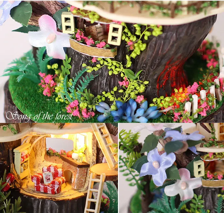 DIY кукольный домик вращающийся Кукольный Домик Diy 3D миниатюрные строительные наборы Каса де бонека деревянная мебель игрушки песнь леса