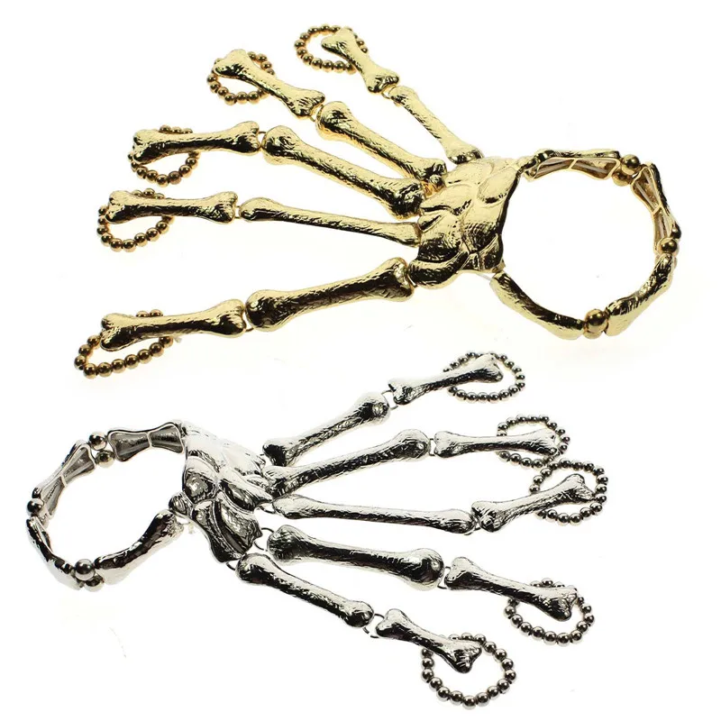 

Punk Style Hand Chain Skull Fingers Metal Skeleton Fashion Slave Bracelets