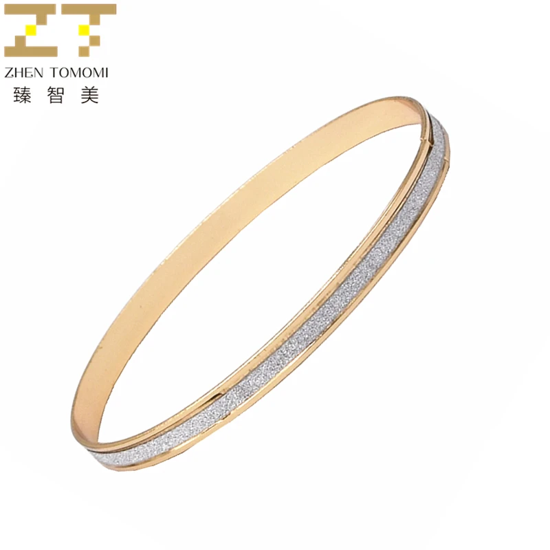

1 Pcs Hot New Fashion Frosted Matte stickers Bracelets Silver Plated Charm Cuff Circle Bangles Metal For Women Jewelry 2019