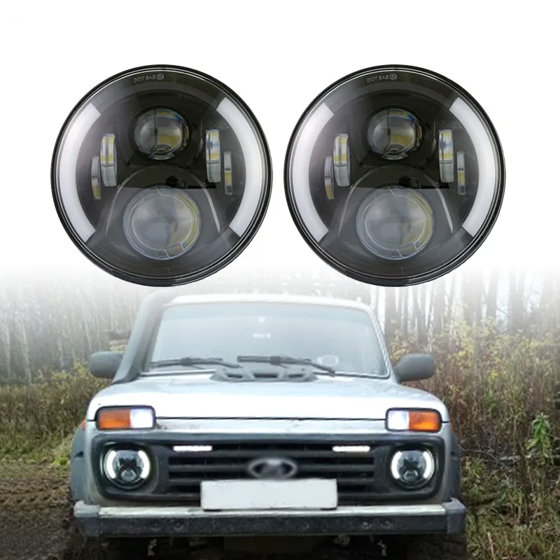 Для Suzuki самурайский меч УАЗ Hunter 7 дюймовый светодиодный проектор фары с halo DRL и