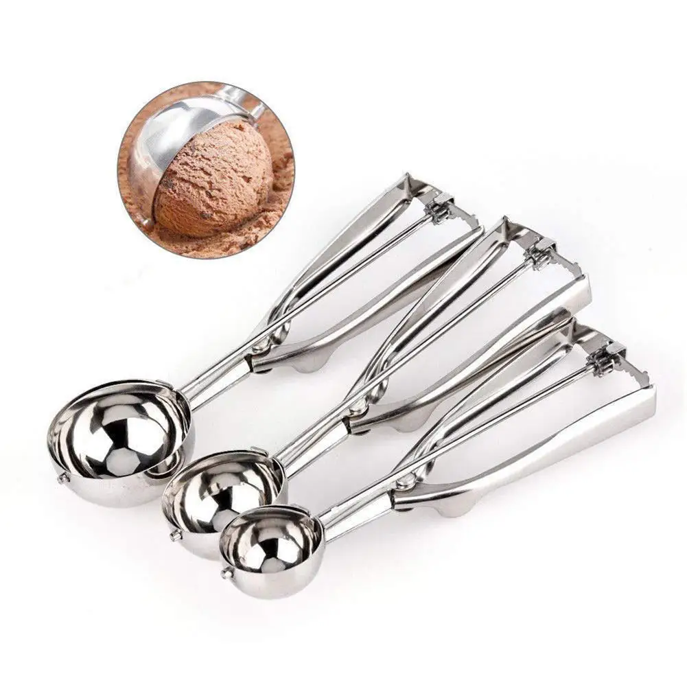 3Pcs Stainless Steel Ice Cream Muffin Scoop Mashed Potato Fruit Kitchen