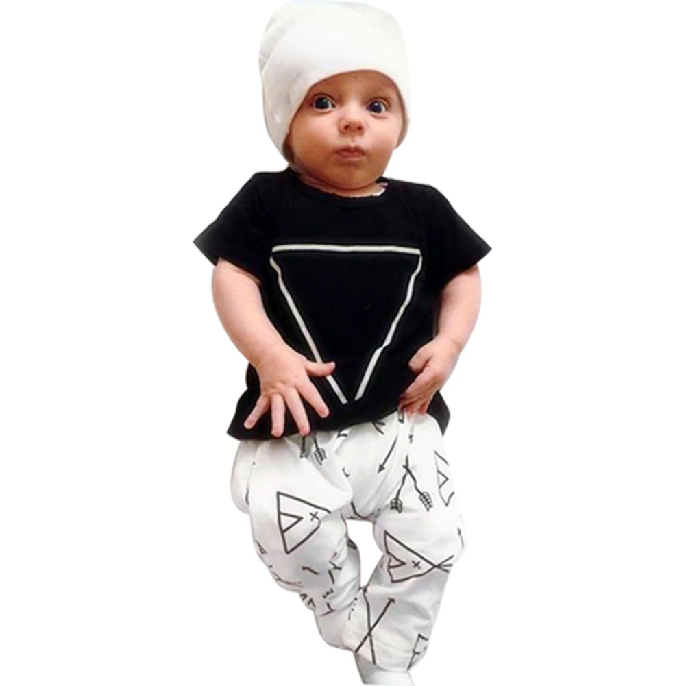 

Children Boy Cotton Soft Floral Printed Short Sleeve T-Shirt + Long Pants
