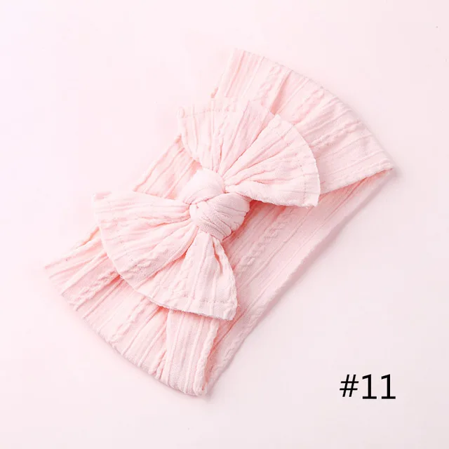 1PCS New Braid Nylon Bow Headbands,Cable Knit Solid Wide Nylon Headbands Turban, Baby Girls Head Wrap Hair Accessories 27 colors A2NSNSFB-9568-11