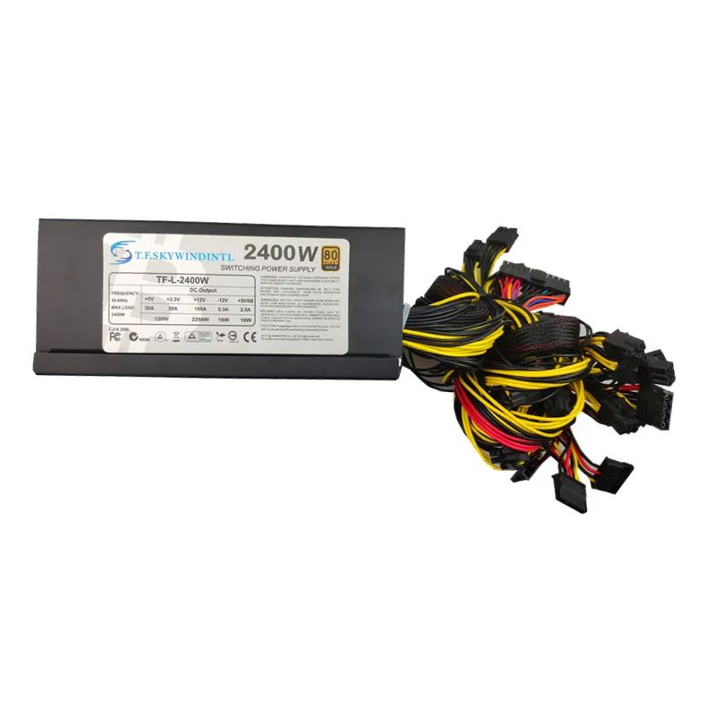 T. f. SKYWINDINTL 2000 واط PC امدادات الطاقة 2000 واط ATX 12 فولت ETH عملة التعدين مينر إمدادات الطاقة Pfc النشطة PSU دعم 8 GPU ماكس 2400 واط