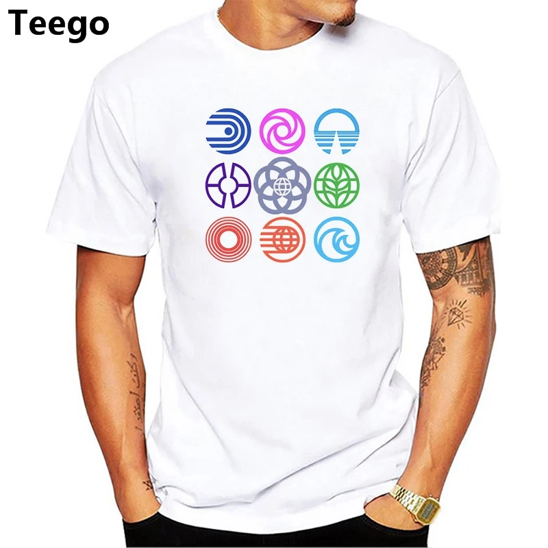 

2018 Newest Summer men's Fashion The Symbols of EPCOT T-Shirts men Short Sleeve Printed Soft Cotton White Tops