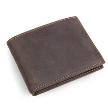 First Crazy Horse Leather Men Wallet Bifold Genuine Leather Men Purse RFID US Dollar Men’s Wallets Brown Card Holders #VP-J8108