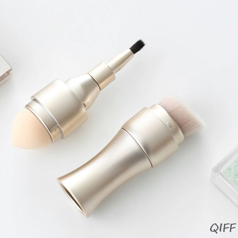 

4 in 1 Cosmetic Makeup Brush 4 Different Heads Foundation Loose Powder Concealing Eye Shadow Lip Multifunction