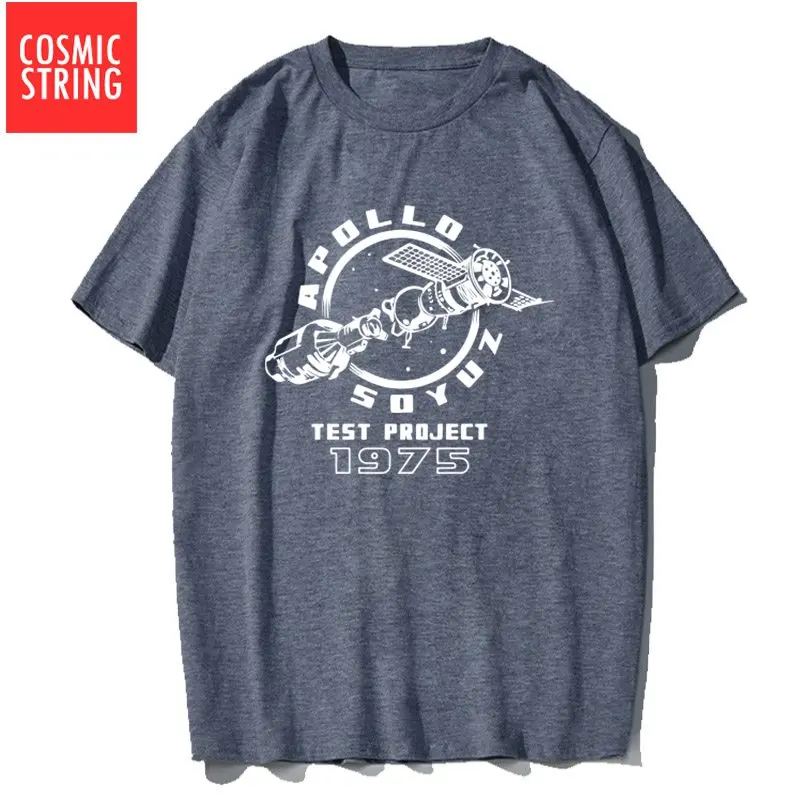 

COSMIC STRING 100% cotton short sleeve space apollo print men T shirt cool summer men tshirt loose men t-shirt tops tee shirts