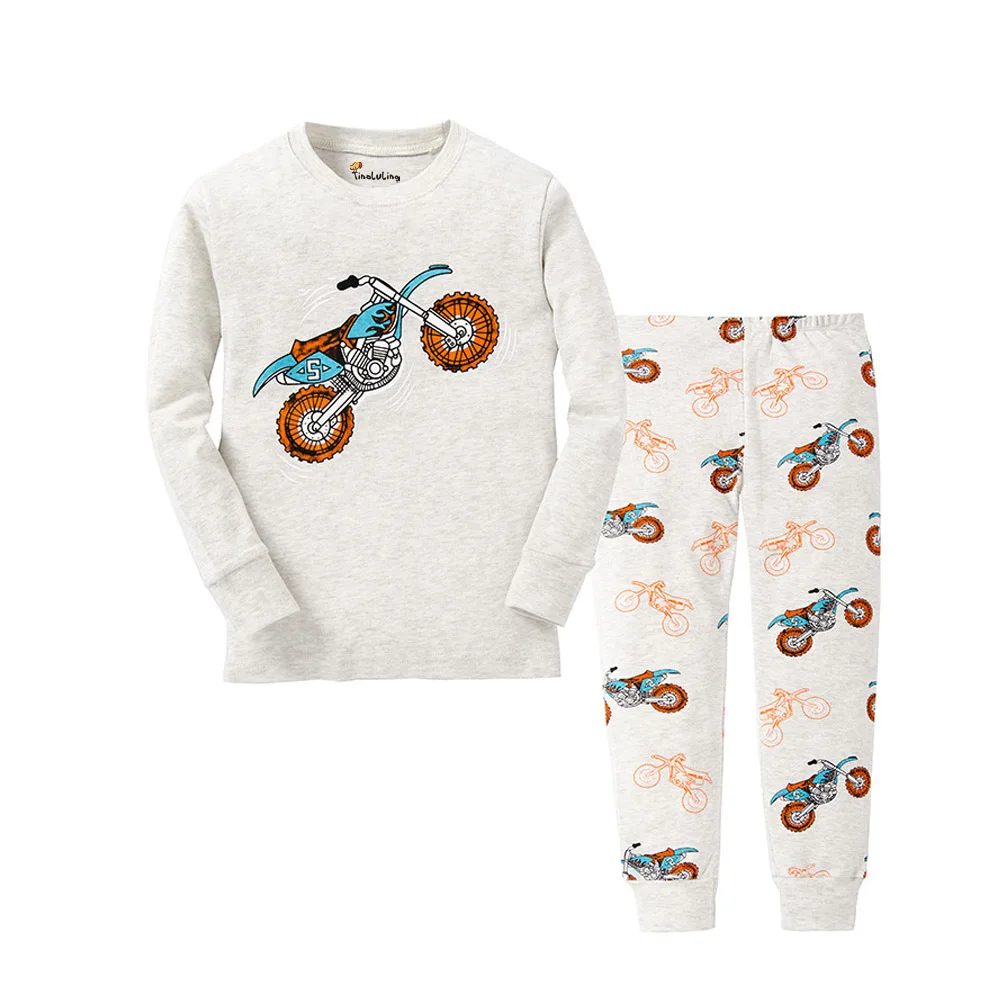 Детская одежда комплект детской одежды, пижамные комплекты для мальчиков одежда для сна для девочек Детская Пижама, детская Ночная одежда с машинками, пижамы с принтом - Цвет: P017