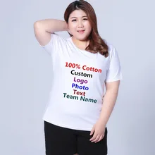 Super extra Large 7XL 6XL хлопок Для женщин Летняя футболка с круглым вырезом логотип текст фото с принтом женские футболка негабаритных топы