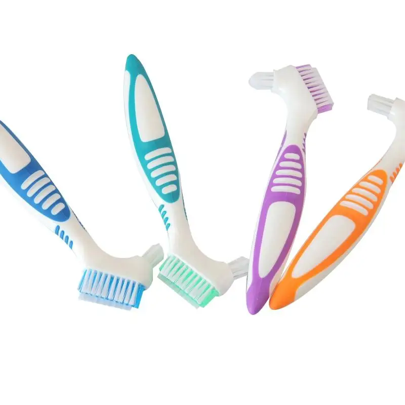 

Denture Cleaning Brush Multi-Layered Bristles False Teeth Brush Oral Care Tool Bristles & Ergonomic Rubber Handle
