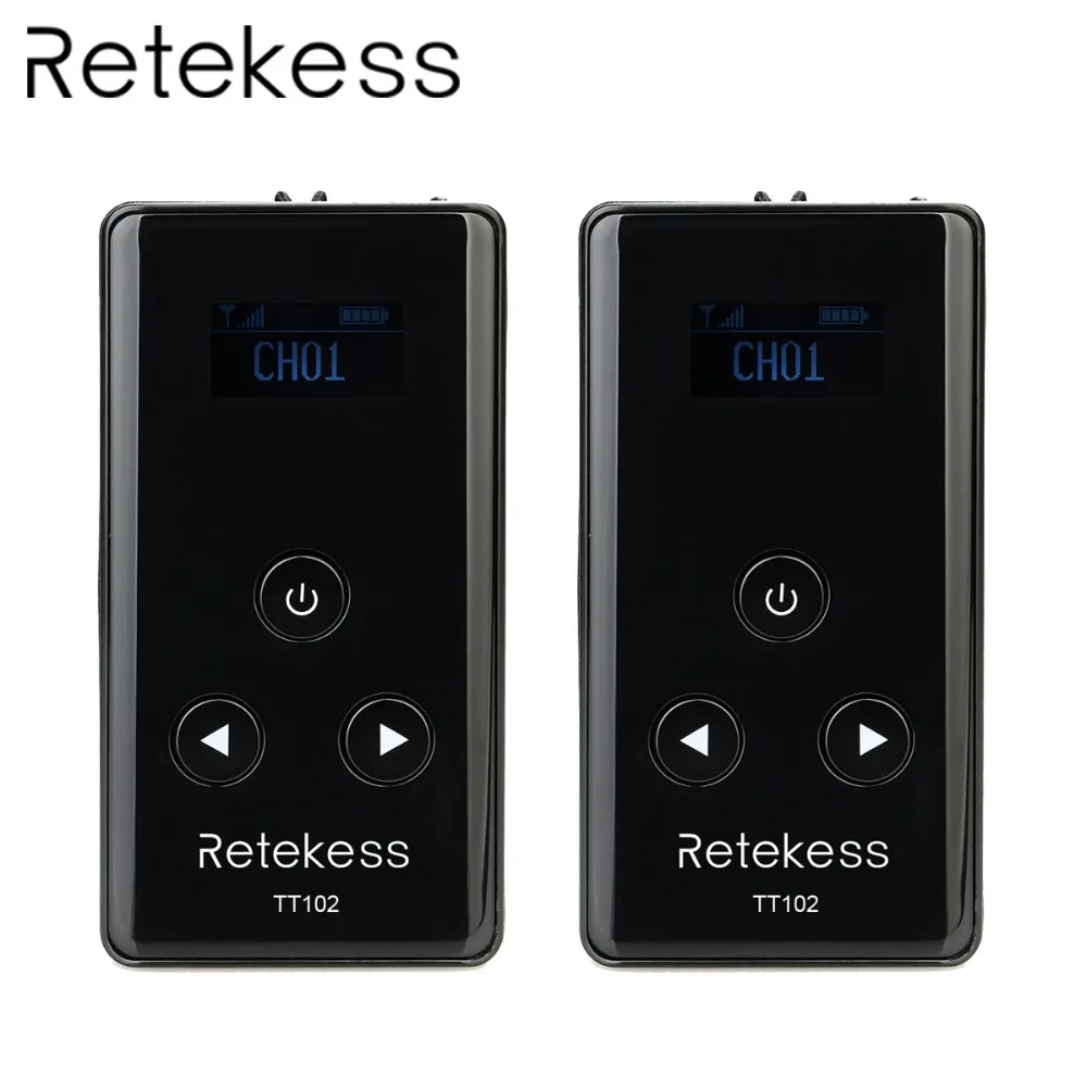 

2pcs RETEKESS TT102 Wireless Audio Receiver Tour Guide System 99 Channel 195-230MHz For Meeting Simultaneous interpreting