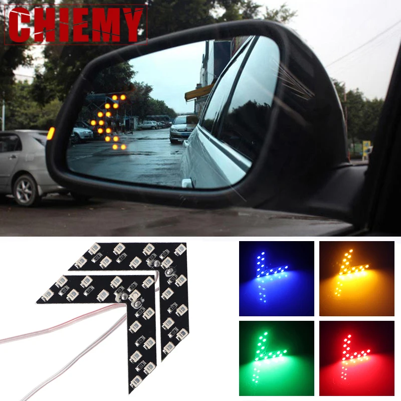 

2Pcs/lot 14 SMD LED Arrow Panel For Car Rear View Mirror Indicator Turn Signal Light Car LED Rearview Mirror Light Car Styling