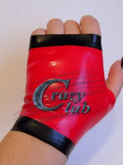 

Crazy club_New arrival Spliced materials Short gloves glued latex fingerless gloves latex fabric body Zentai glove free shipping