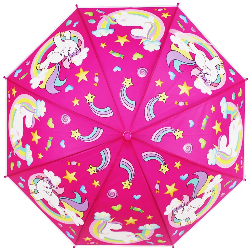 

Children Unicorn Umbrella Cute Cartoon Transparent Kid Umbrellas Rain Sun Cartoon Star for Girls Environment Protection Material