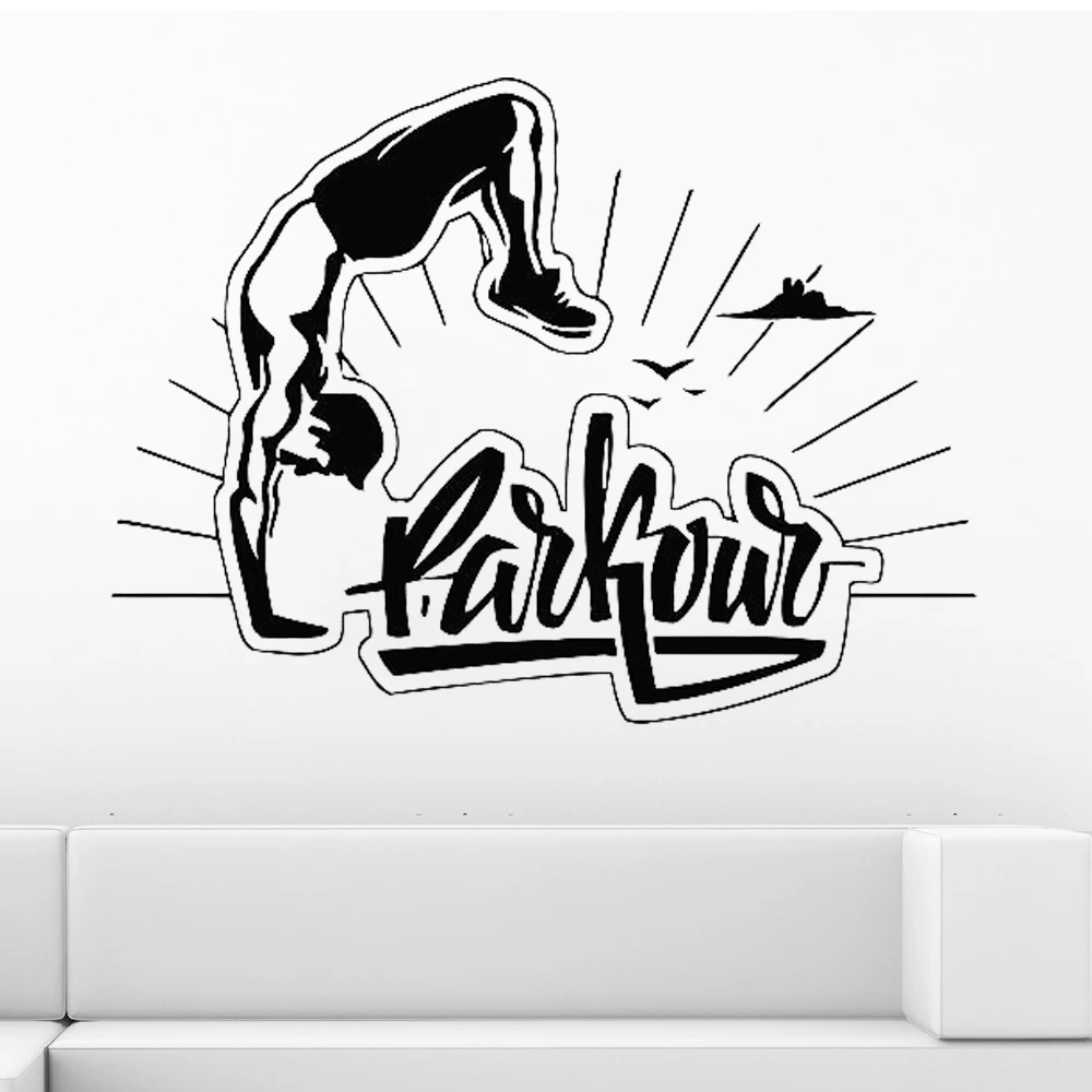 Parkour Pose Handstand Wall Stickers Free Running Tracers Jump Extreme