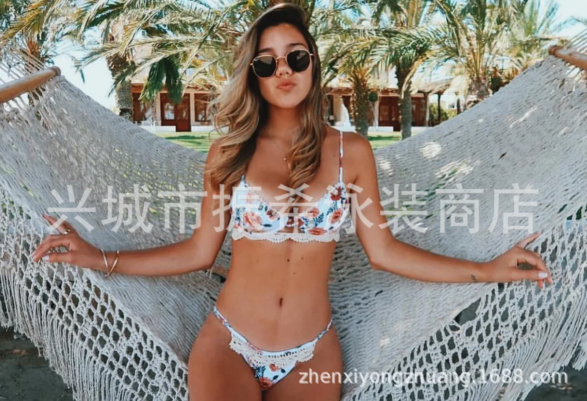 Купальник с высокой талией купальники женские купальники-бикини Maillot Femme Badpak с принтом кружева сексуальные раздельные Новые