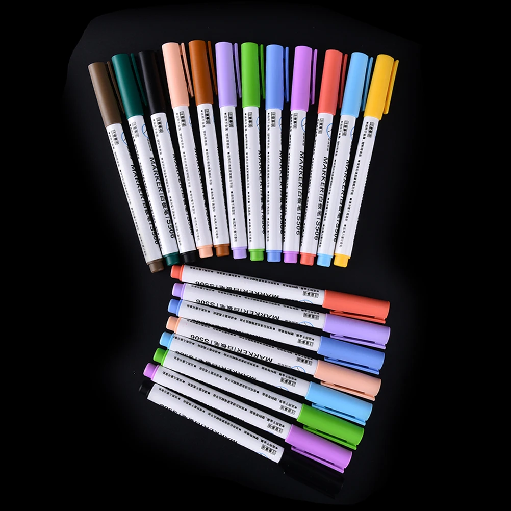 Erasable White Board Plastic Drawing Marker Pen Set 12/8 Colors