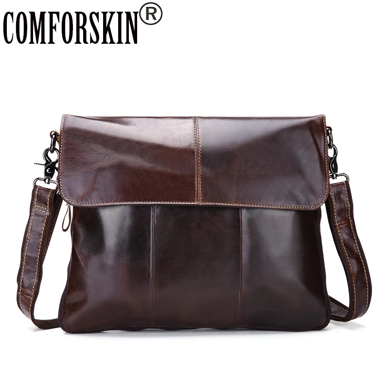 

Genuine The First Layer Of Real Leather Soft Men Messenger Bags 2017 Newest Cover Style Casual Men Shoulder Bag Cross-body Bag
