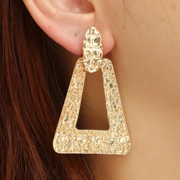 

Hot Fashion Big Alloy Metal Earring For Women 2018 Statement Drop Earrings Accessories Gifts Gold Color Geometric Jewelry 2019