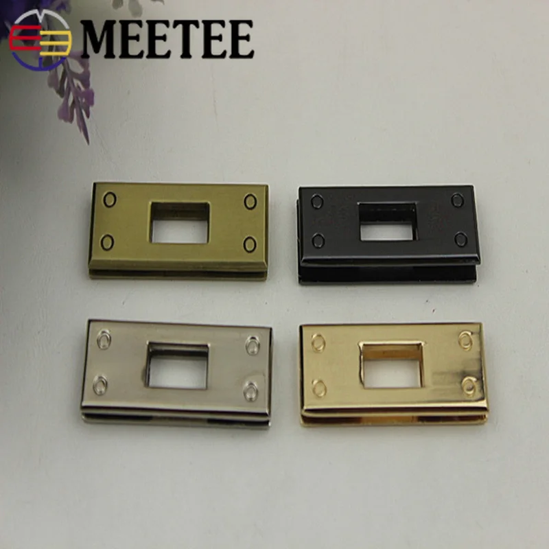 

Meetee 4pcs Rectangle Metal Buckle Alloy Clasp Lock Handle Buckles Leather Corfts Bag Luggage Decor Hardware Accessories BD456