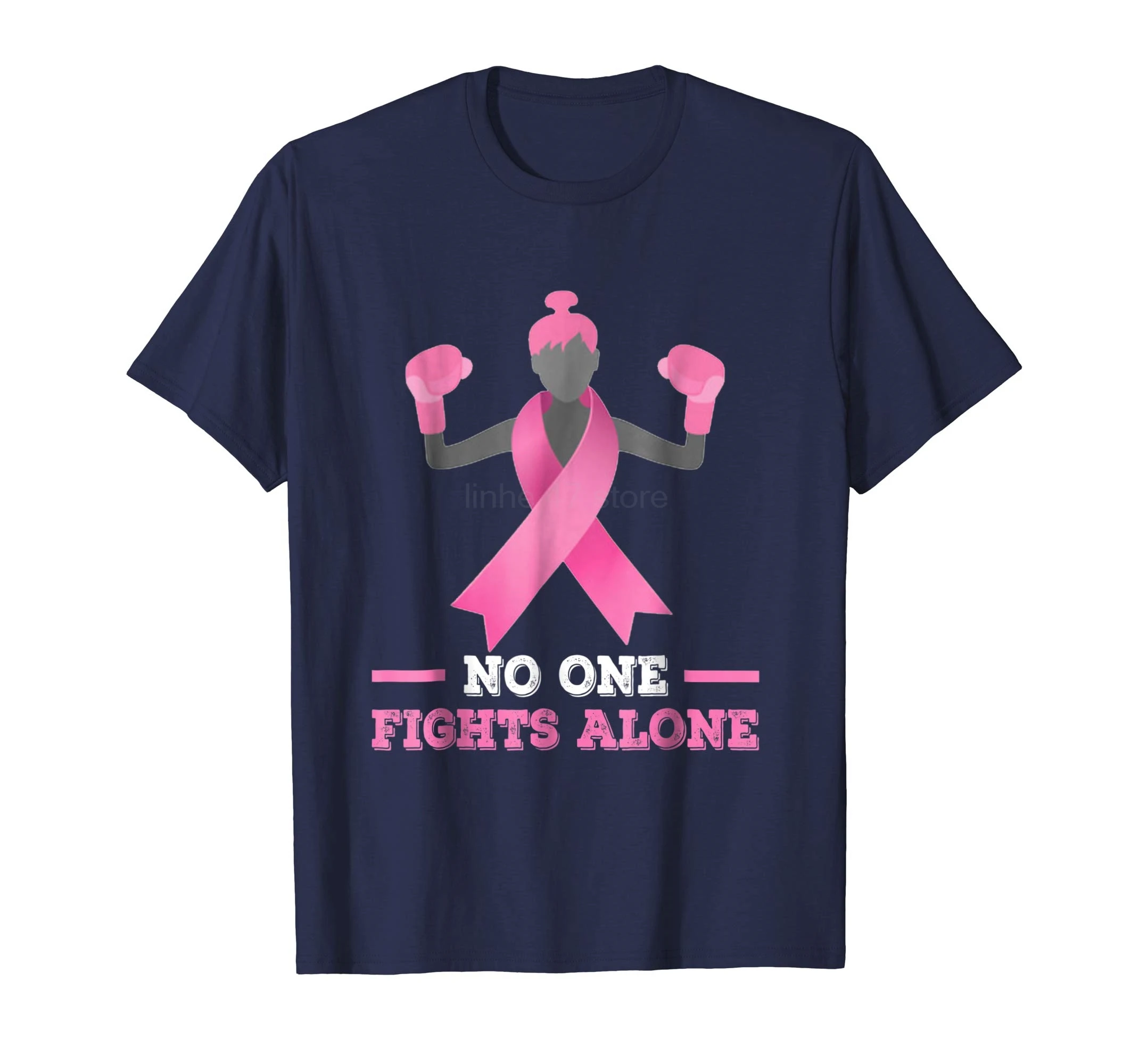 No One Fights Alone T shirt Breast Cancer Tee Fighter Shirt Fashion T