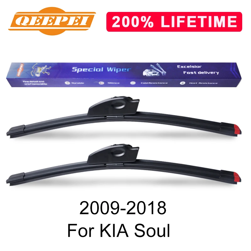 QEEPEI заменить стеклоочистителей для KIA Soul 2009- лобовое стекло натуральный каучук Замена щетки авто аксессуары