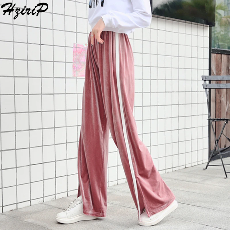 HziriP 2018 Новое поступление осень длинные штаны в полоску Sideseam выдалбливают Mujer Hareem Повседневное плюс Размеры S-2XL