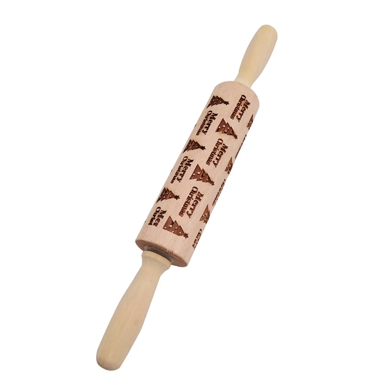 Рождественская тисненая скалка для выпечки печенье, фондан, пирог Выгравированный резной деревянный ролик кухонный инструмент Письмо Дерево снеговик