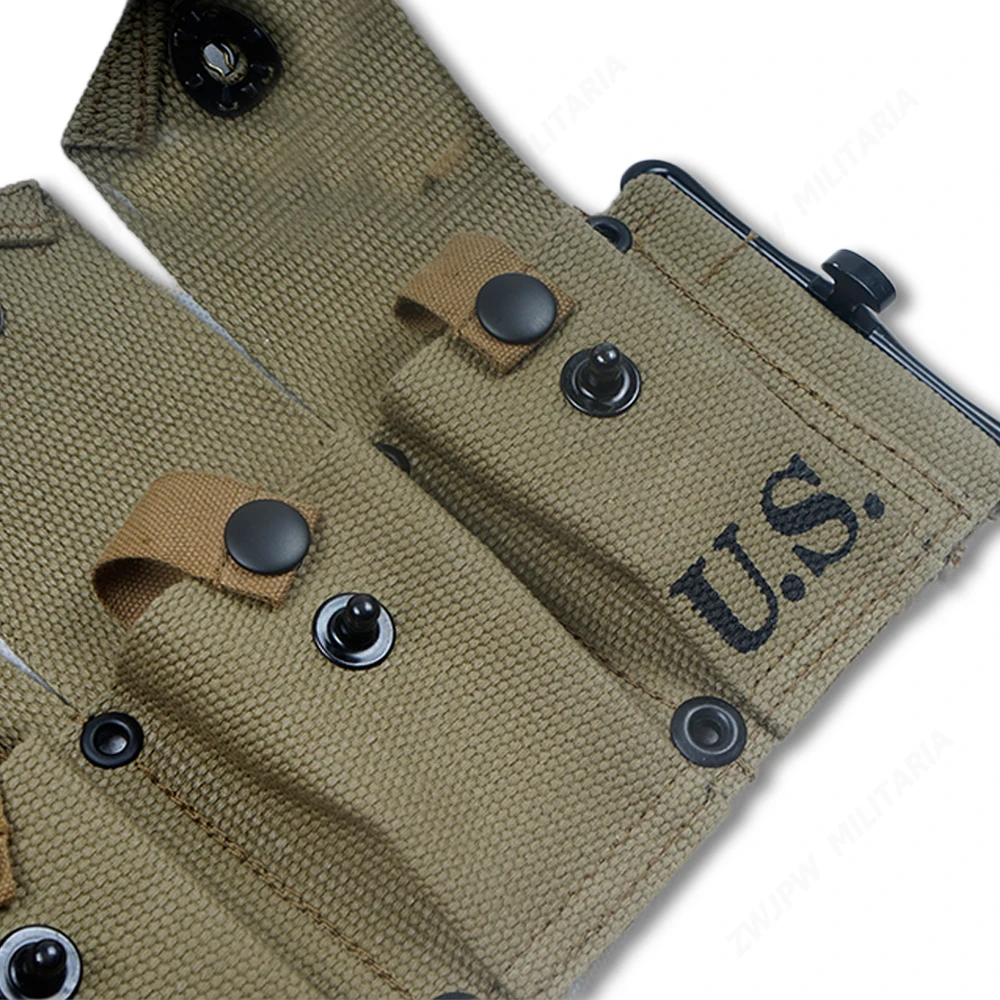WW2 US ARMY TEN CELL CANVAS POUCH US TACTICAL POCKETS CANVAS BAG KHAKI AND ARMY GREEN