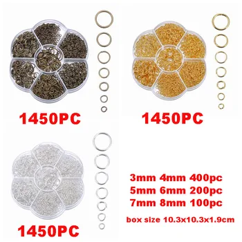 

1450PC/box Stainless Steel Jump Rings Silver Gold Ancient Ring For DIY Jewelry Findings Making Bracelet Accessories