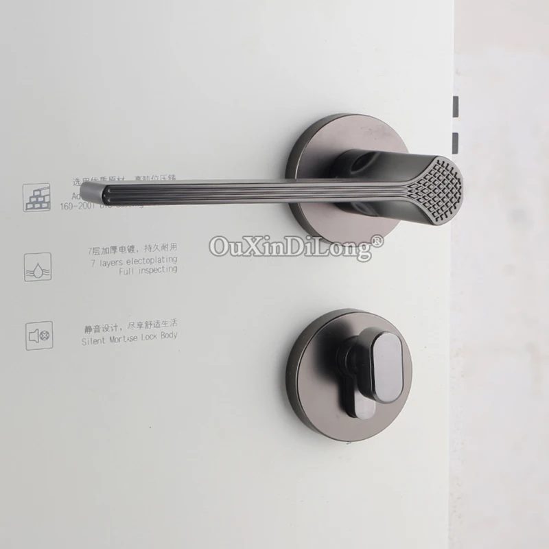  Elegant European Mute Mortise Door Lock Set Interior Entry Silent Door Lever Lock for Living Room B - 33035226153