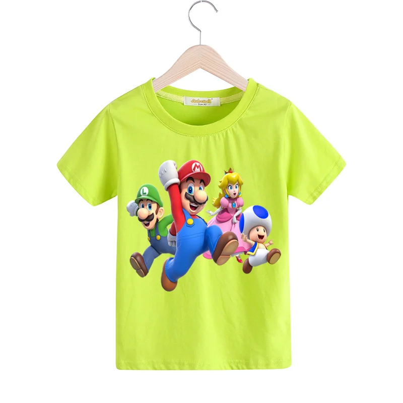 Boys Girls Child Cartoon Mario T-shirts Summer Short Sleeve Tees Top Costume Kids 100%Cotton T Shirt Baby Tshirts Clothes TX150 (7)