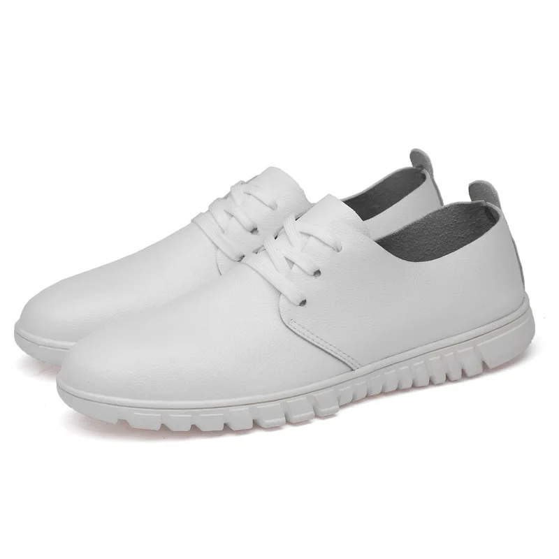 White NPEZKGC New Comfortable Big size 38-48 Casual Shoes Loafers Men Shoes Quality Split Leather Shoes Men Flats Moccasins Shoes - Цвет: White